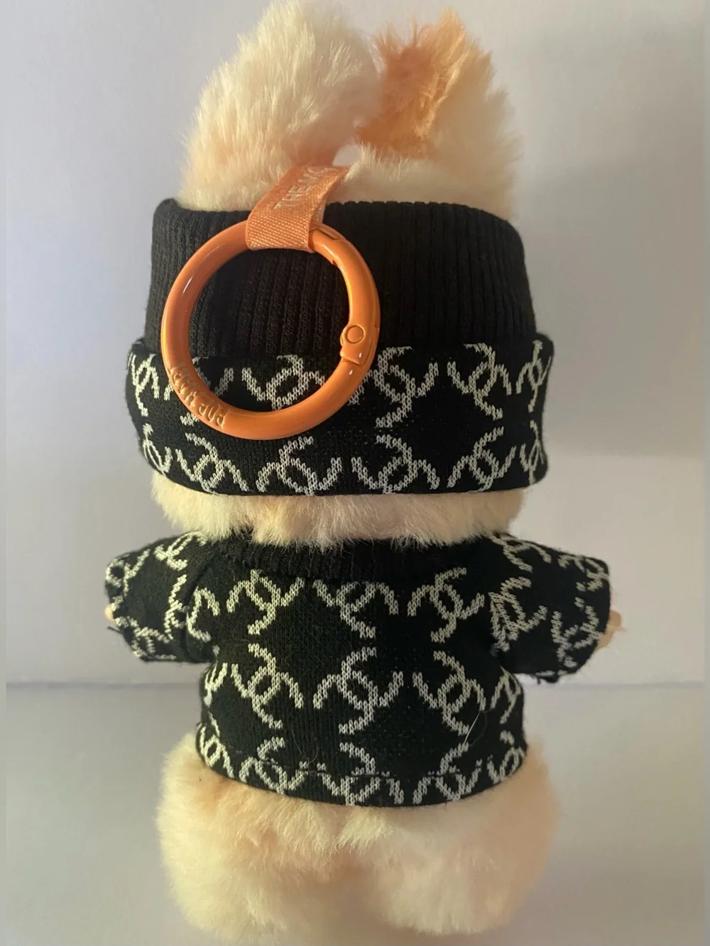 DESIGNER Inspired BLACK Shirt & HAT band MONSTER Labubu OUTFIT Doll NOT Included